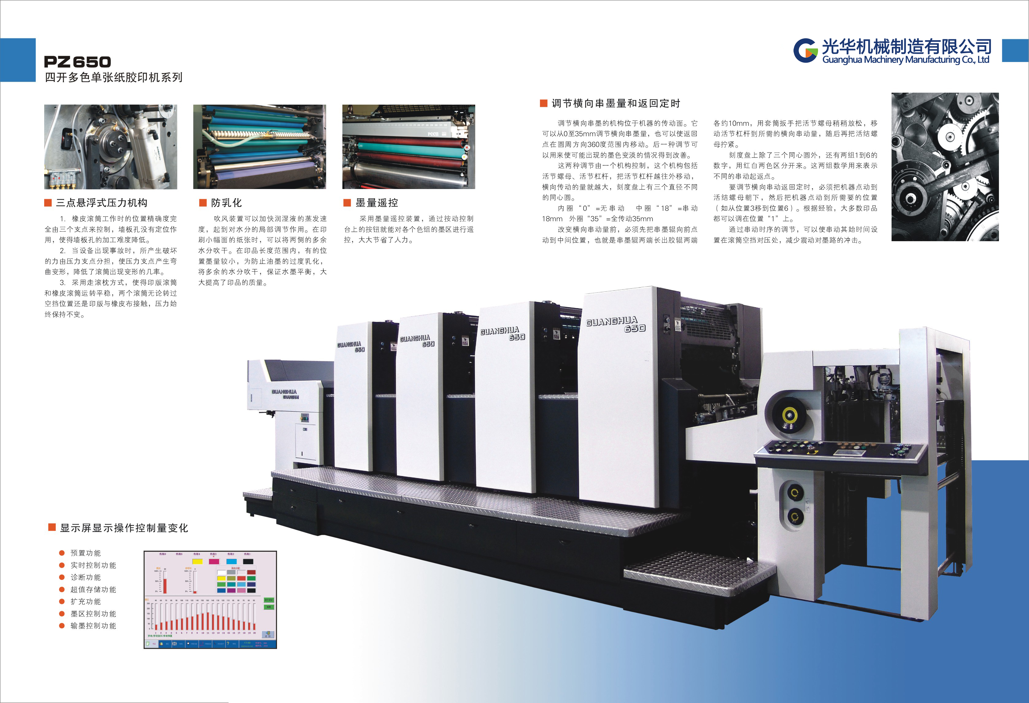 PZ4650  Four open multi color single sheet offset printing machine